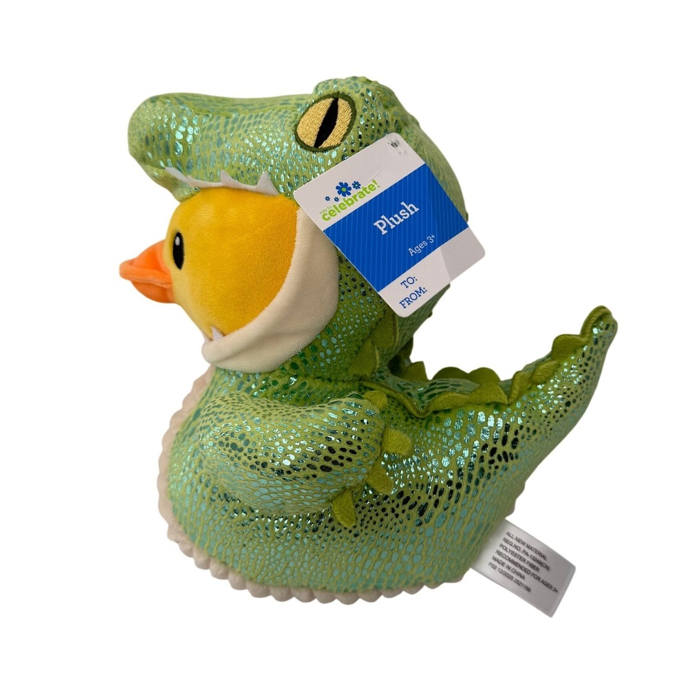 Way to Celebrate Crocodile Duck Plush Stuffed Animal Green Yellow 8.5" 214656-N